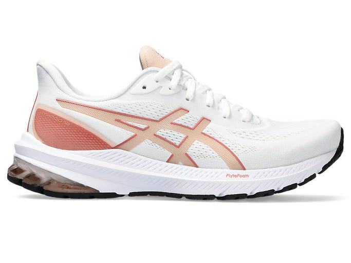 Women's Asics GT-1000 12, White/Light Garnet, 9 B Medium