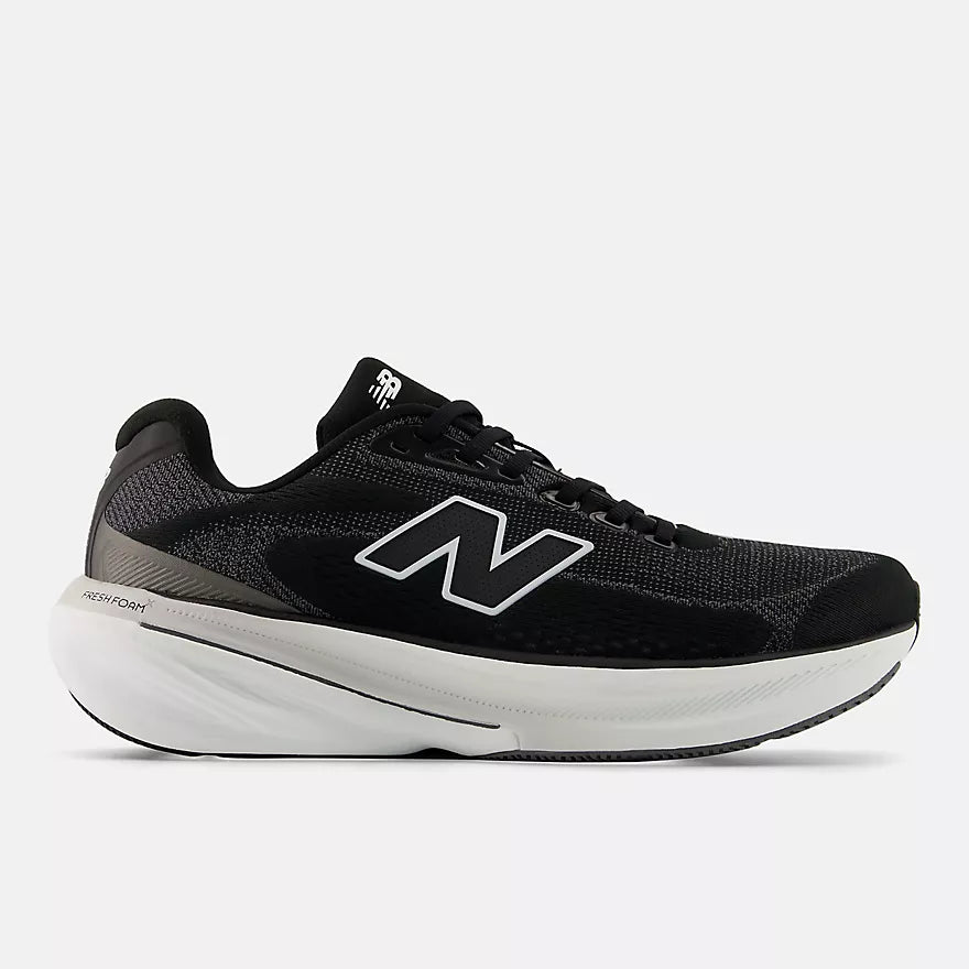 Side view on white background of Mens New Balance Fresh Foam X 860v15 running shoe in Black/White, Medium (Regular) width