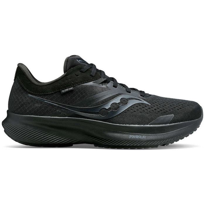 Women's Saucony Ride 16, Triple Black, 7 B Medium