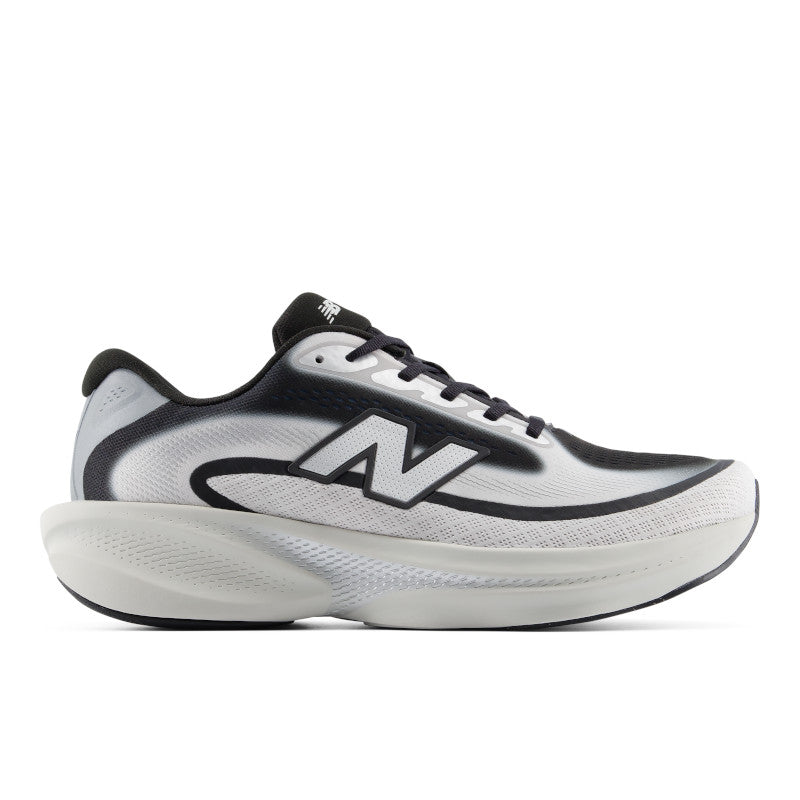 Side view on white background of Mens New Balance Ellipse v1 running shoe in Black/Grey Matter, Wide width