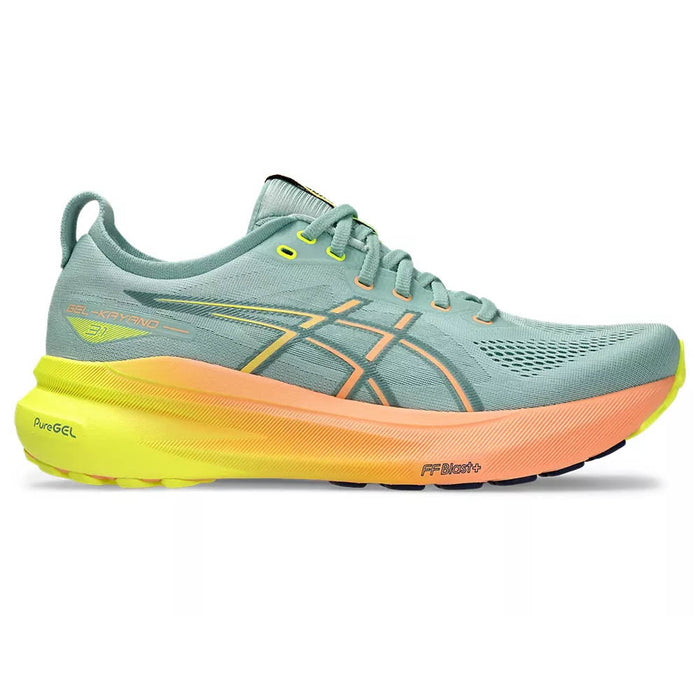 Women's Asics Gel-Kayano 31 Paris, Light Celadon/Safety Yellow, 10 B Medium