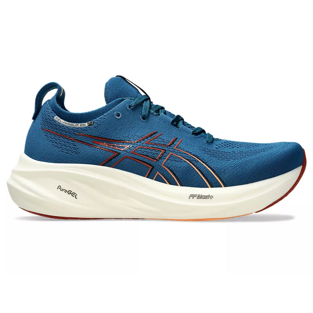 Men's Asics GEL-Nimbus 26, Rich Navy/Faded Orange, 9 D Medium