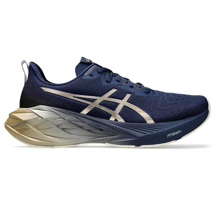 Men's Asics Novablast 4 Platinum, Blue Expanse/Champagne, 15 D Medium