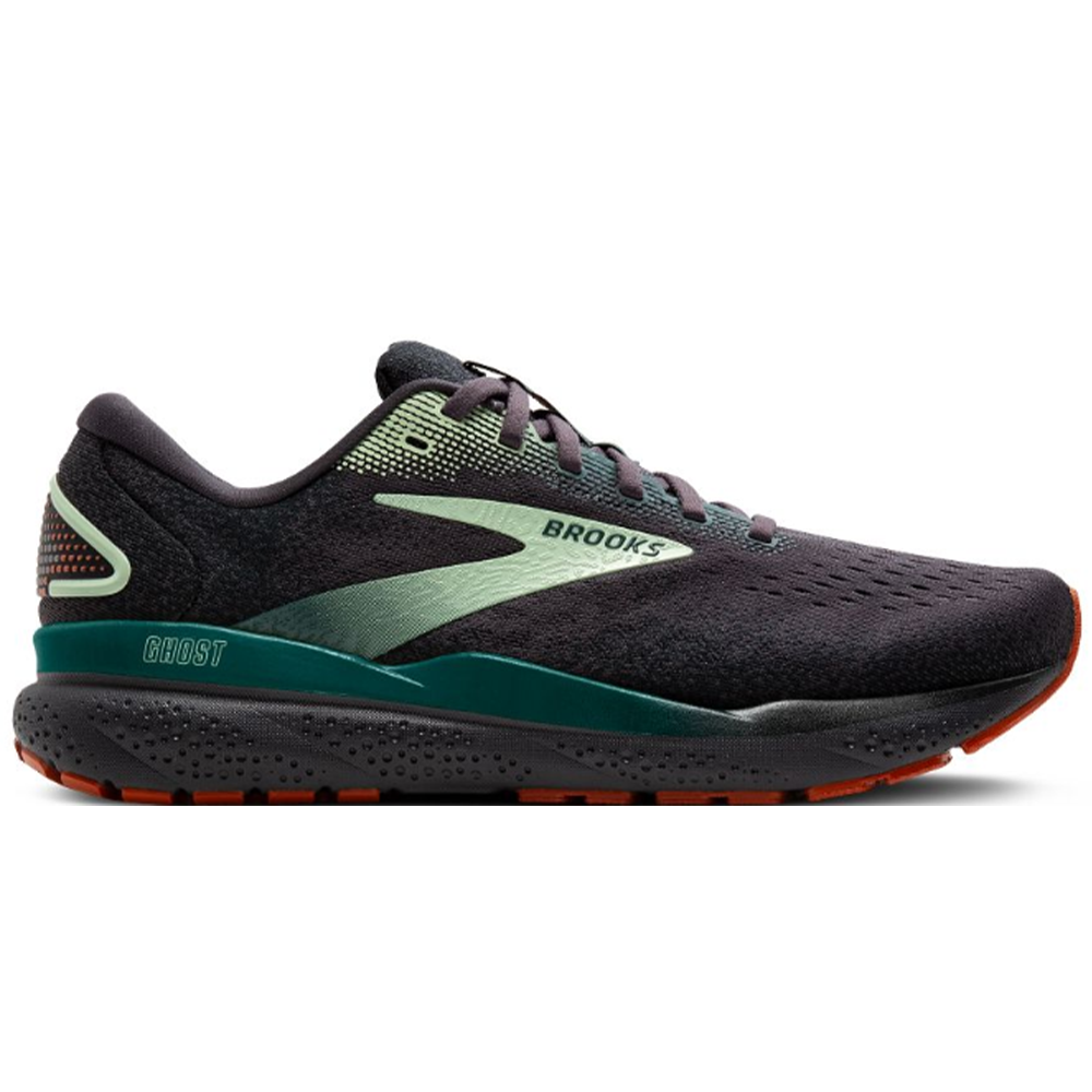Men's Brooks Ghost 16, Blackened Pearl/June Bug/Green, 9 D Medium