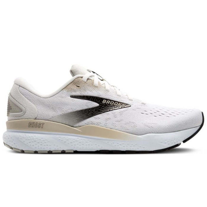 Men's Brooks Ghost 16, White/Pelican/Oyster, 7 D Medium