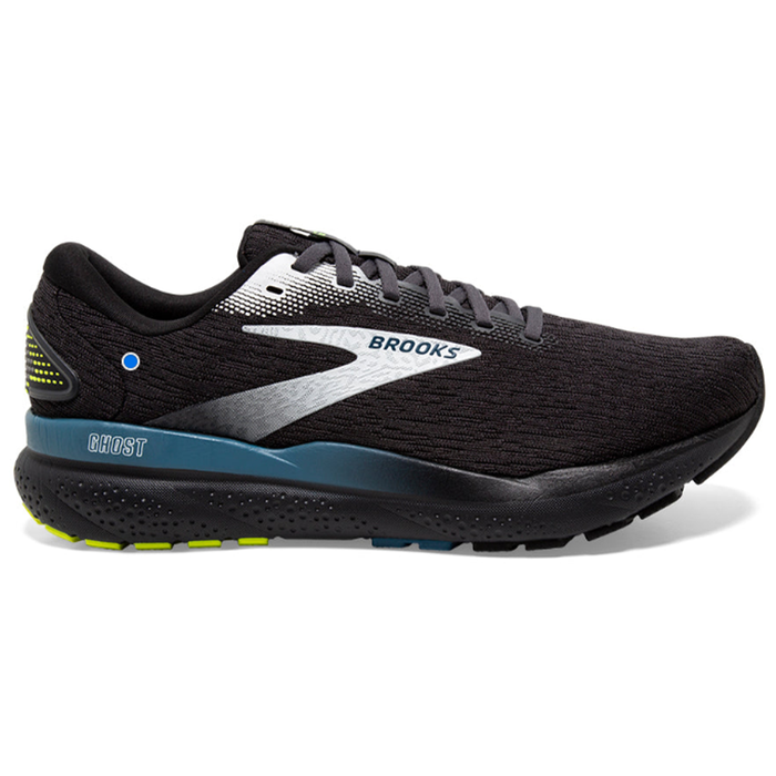 Men's Brooks Ghost 16, Black/Ebony/Blue, 12 D Medium