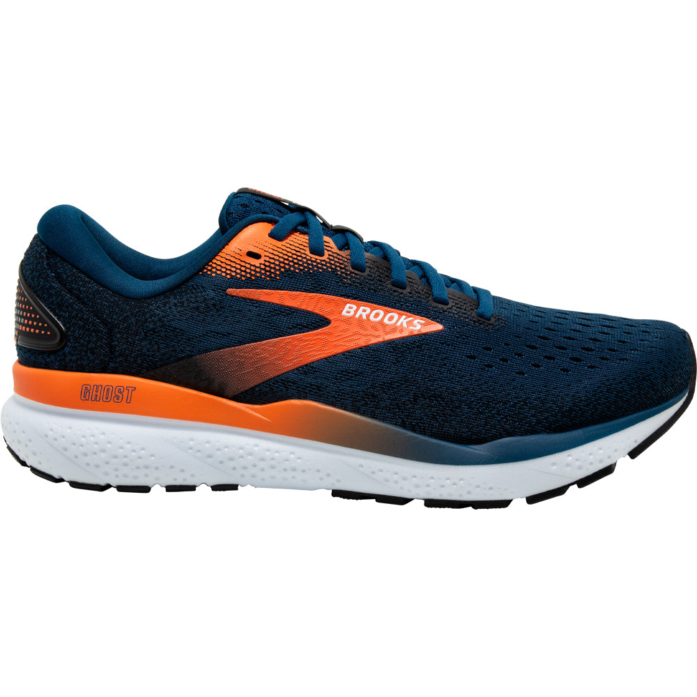 Men's Brooks Ghost 16, Blue Opal/Black/Nasturtium, 10 D Medium