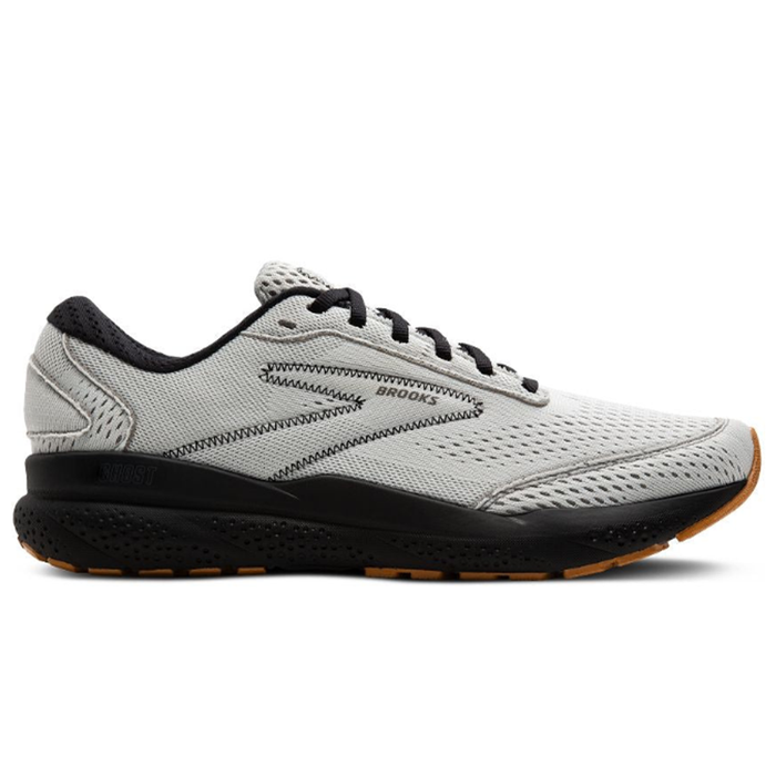 Men's Brooks Ghost 16, Oyster/Black/Alloy, 8.5 D Medium