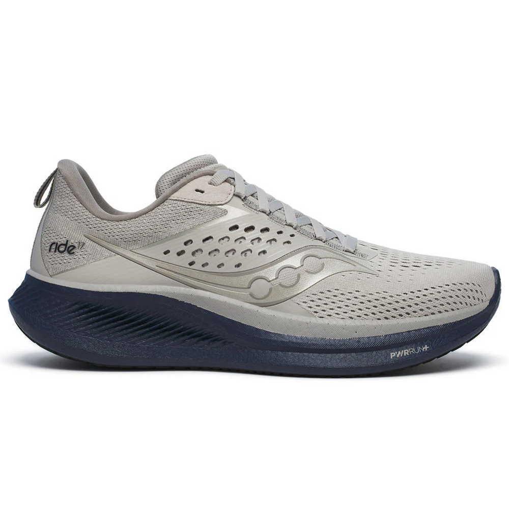 Men's Saucony Ride 17, Dove/Navy, 9 D Medium
