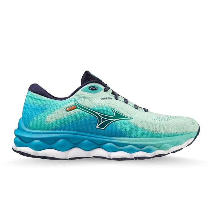 Women's Mizuno Wave Sky 7, Beveled Glass/White, 6.5 B Medium