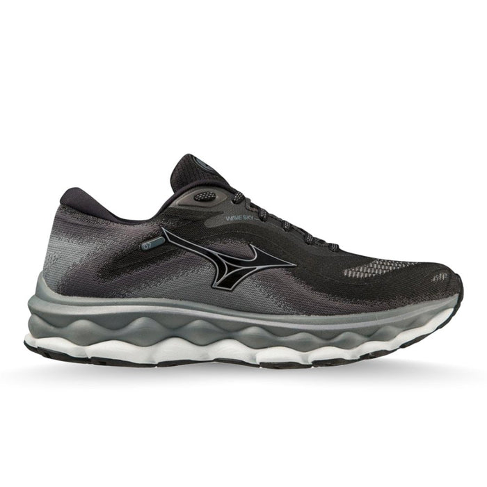 Women's Mizuno Wave Sky 7, Black/Silverstar, 9.5 B Medium