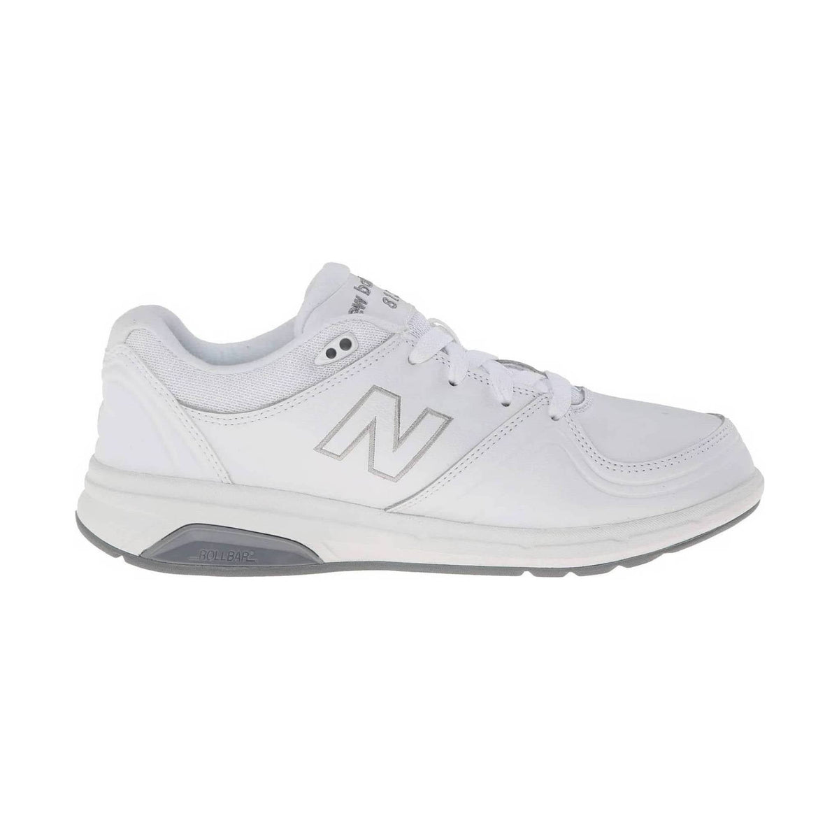Side view on white background of Womens New Balance 813v1 Lace Up running shoe in White, Medium (Regular) width
