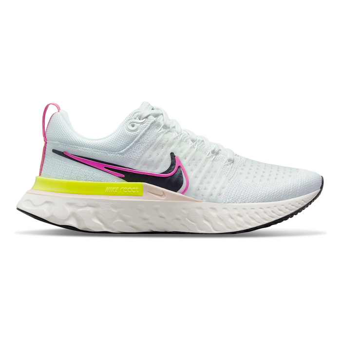 Women's Nike React Infinity Run Flyknit 2, White/Black-Sail-Pink Blast, 5 B Medium