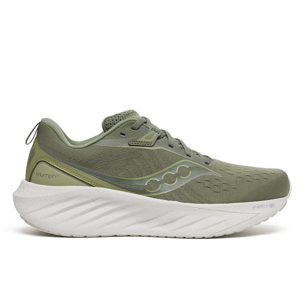 Saucony Triumph 22 Mens running shoes in Olivine - side view on white background