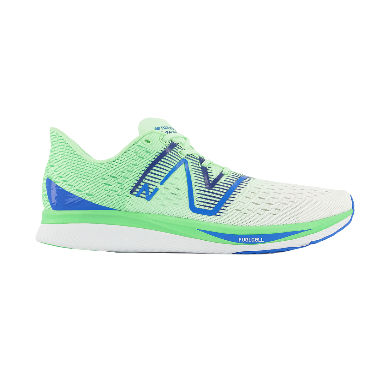 Men's New Balance FuelCell SuperComp Pacer v1, White/Vibrant Spring Glo, 10.5 D Medium