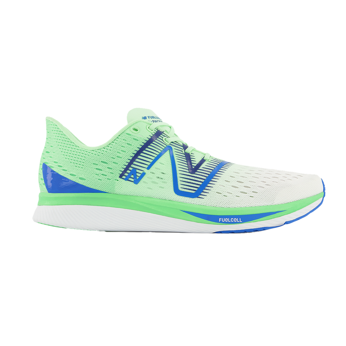 Men's New Balance FuelCell SuperComp Pacer, White/Vibrant Spring Glo, 12.5 D Medium