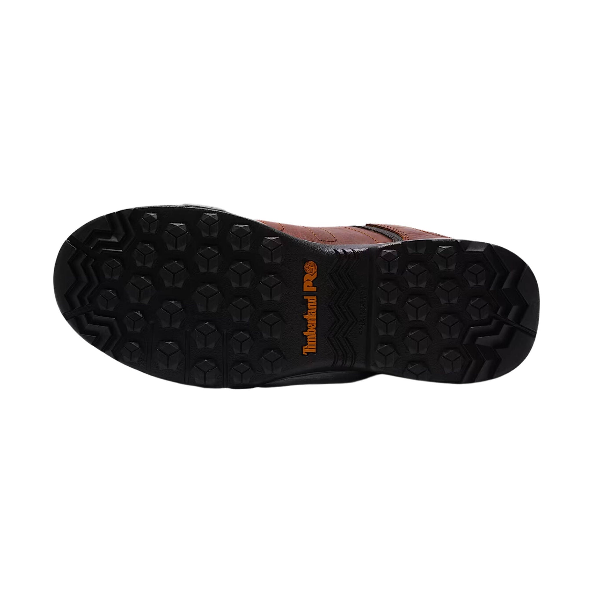Side view on white background of Mens Timberland PRO Switchback Oxford running shoe in Brown, Wide width