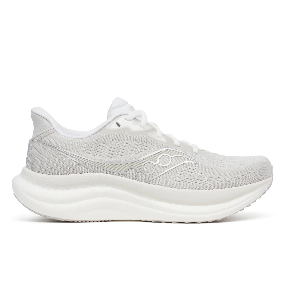 Side view on white background of Womens Saucony Triumph 23 running shoe in Arctic, Medium (Regular) width