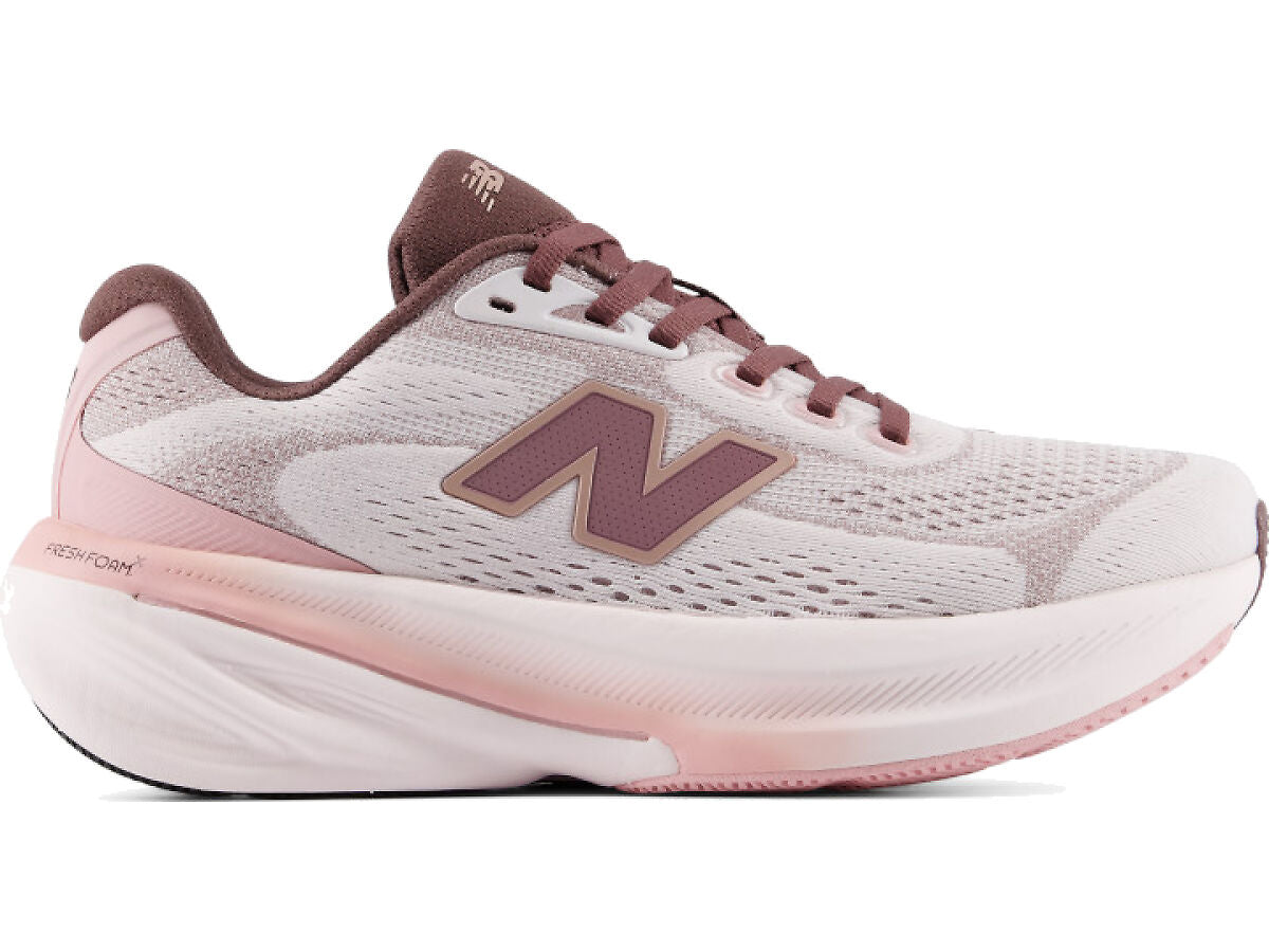 Side view on white background of Womens New Balance Fresh Foam X 860v15 running shoe in Pink Salt/Pebble, Wide width