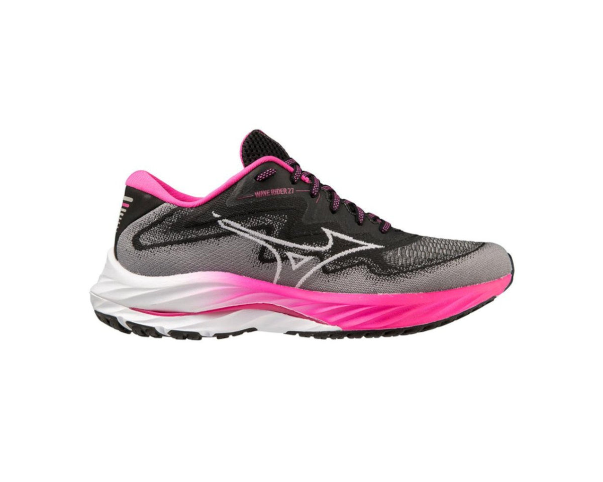Women's Mizuno Wave Rider 27 SSW, Black/Harbor Mist, 8 B Medium — RELAY