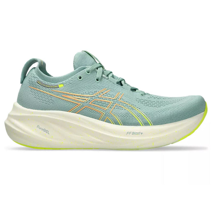 Women's Asics GEL-Nimbus 26, Light Celadon/Safety Yellow, 7.5 B Medium