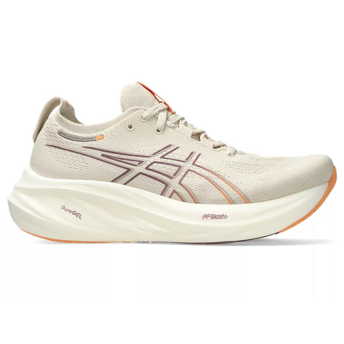 Women's Asics GEL-Nimbus 26, Oatmeal/Faded Orange, 6.5 B Medium