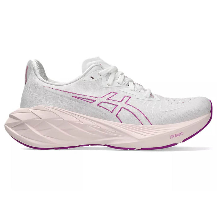 Women's ASICS Novablast 4, White/Soothing Sea, 6.5 B Medium