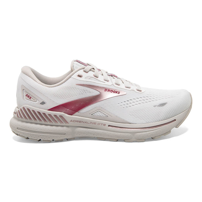 Women's Brooks Adrenaline GTS 23, White/Gray/Rose Gold, 11.5 B Medium