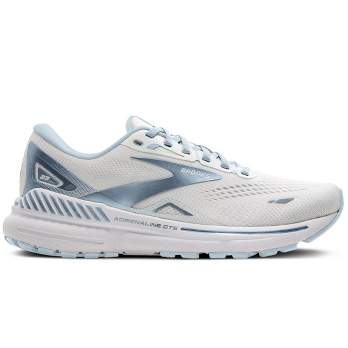 Women's Brooks Adrenaline GTS 23, White/Illusion Blue, 6.5 B Medium