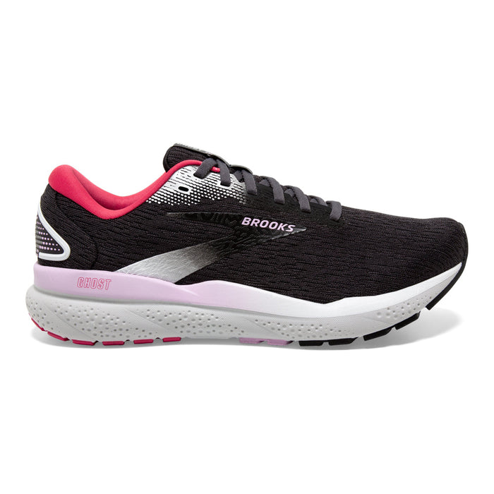 Women's Brooks Ghost 16, Black/Ebony/Raspberry, 7.5 B Medium