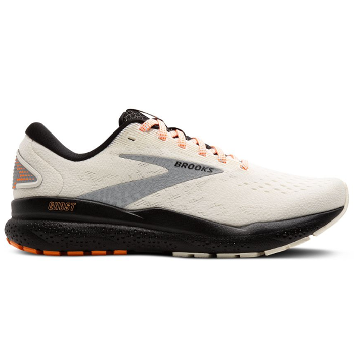 Women's Brooks Ghost 16, Ecru/Orange/Black, 5 B Medium