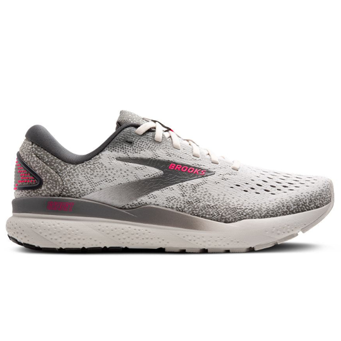 Women's Brooks Ghost 16, Grey/Gargoyle/Pink, 11.5 B Medium