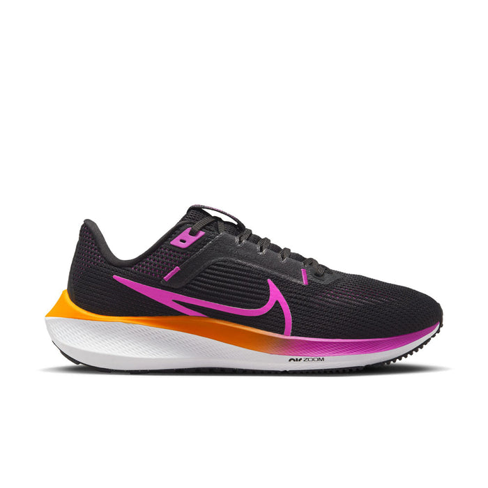 Women's Nike Pegasus 40, Black/Hyper Violet/Laser Orange/White, 7.5 B Medium