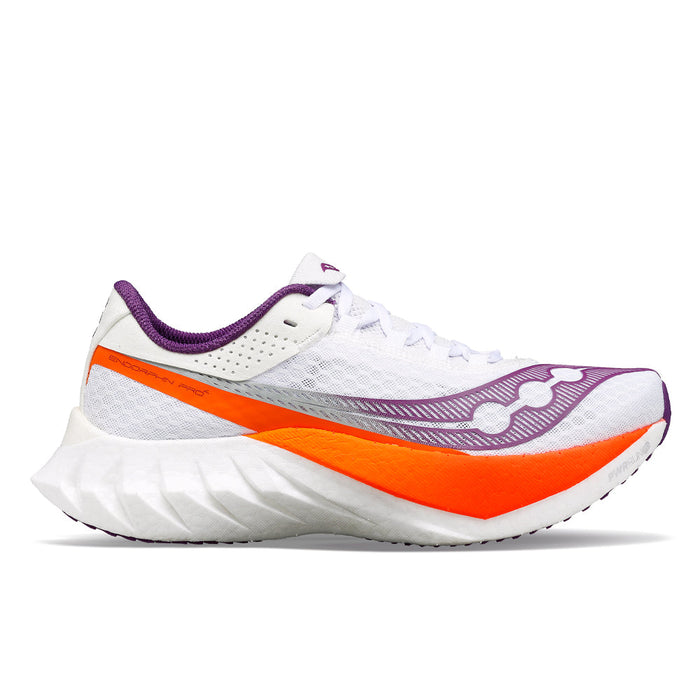 Women's Saucony Endorphin Pro 4, White/Violet, 7 B Medium