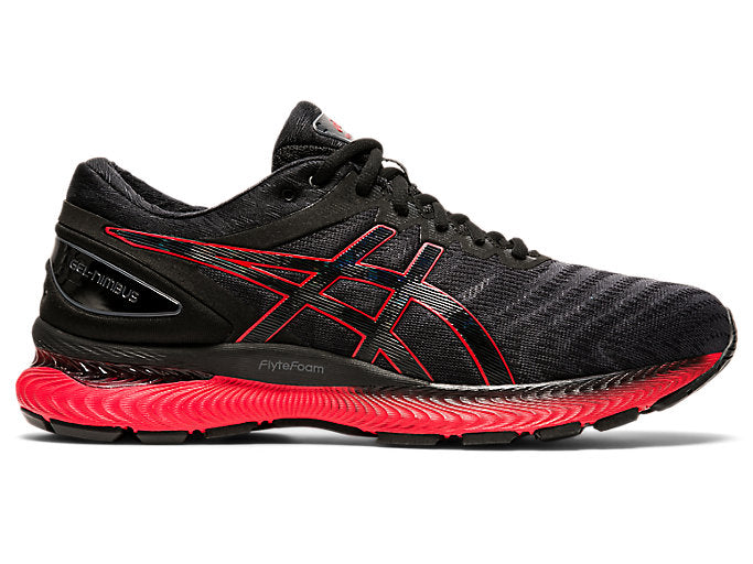 Men's Asics Gel-Nimbus 22, Black/Classic RED, 10 D Medium