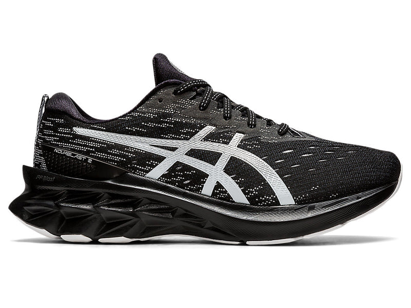 Men's Asics Novablast 2, Black/Pure Silver, 8 D Medium