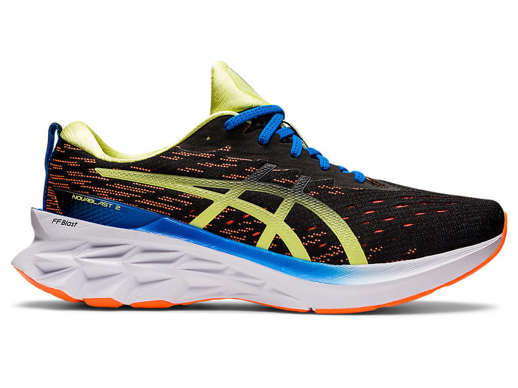 Men's Asics Novablast 2, Black/Shocking Orange, 9 D Medium