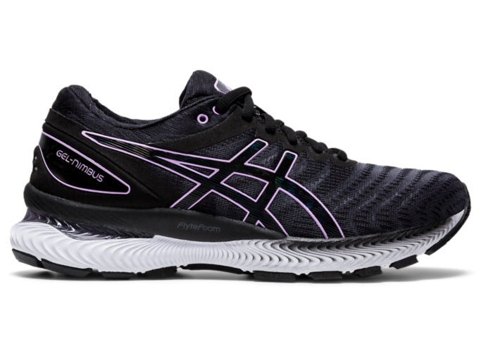 Women's Asics Gel-Nimbus 22, Black/Lilac TECH, 6 B Medium