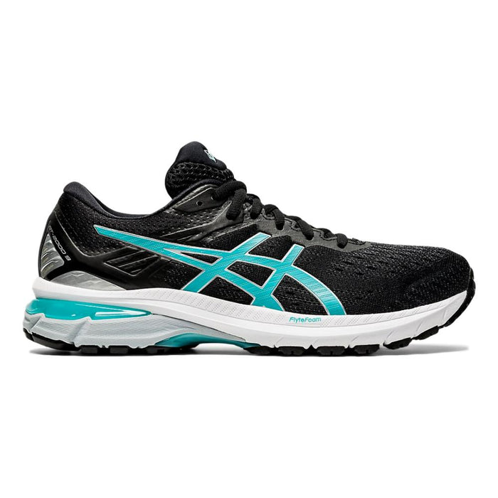 Women's Asics GT-2000 9, Black/Techno Cyan, 9.5 B Medium