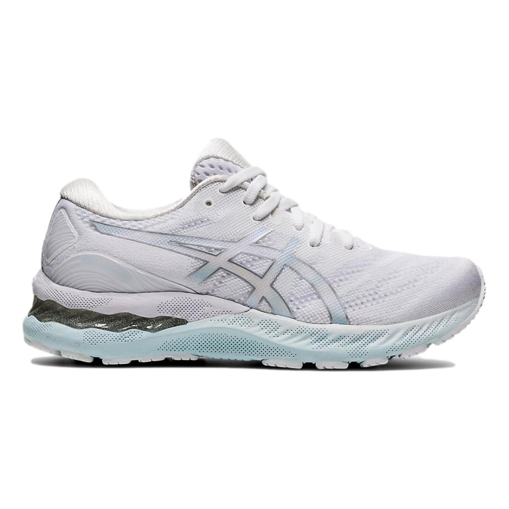 Women's Asics Gel-Nimbus 23, White/Pure Silver, 7 B Medium
