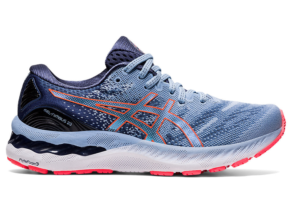 Women's Asics Gel-Nimbus 23, Mist/Blazing Coral, 8 B Medium