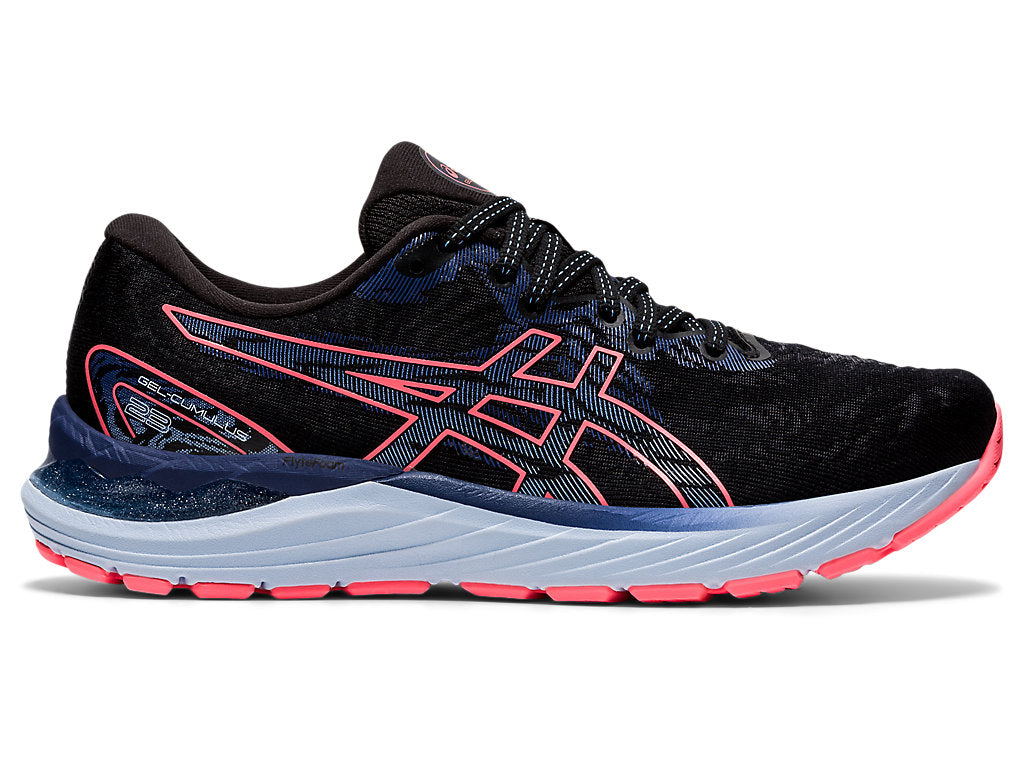 Women's Asics Gel-Cumulus 23, Black/Blazing Coral, 8 B Medium