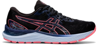 Women's Asics Gel-Cumulus 23, Black/Blazing Coral, 9.5 B Medium