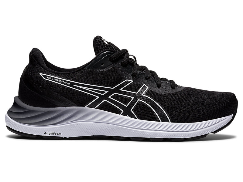 Women's Asics Gel-Excite 8, Black/White, 8 B Medium