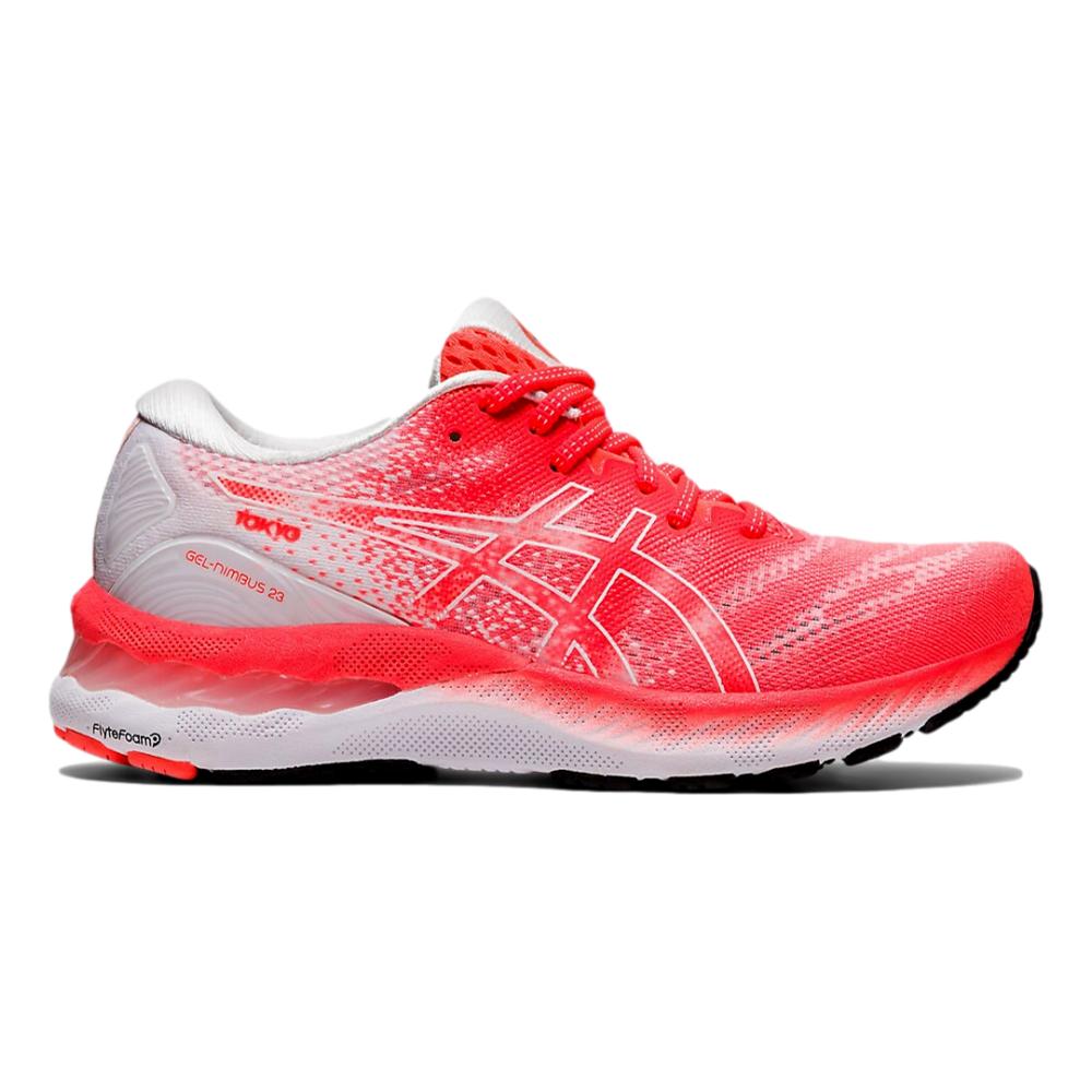 Women's Asics Gel-Nimbus 23 Tokyo, Sunrise RED/White, 10.5 D Medium
