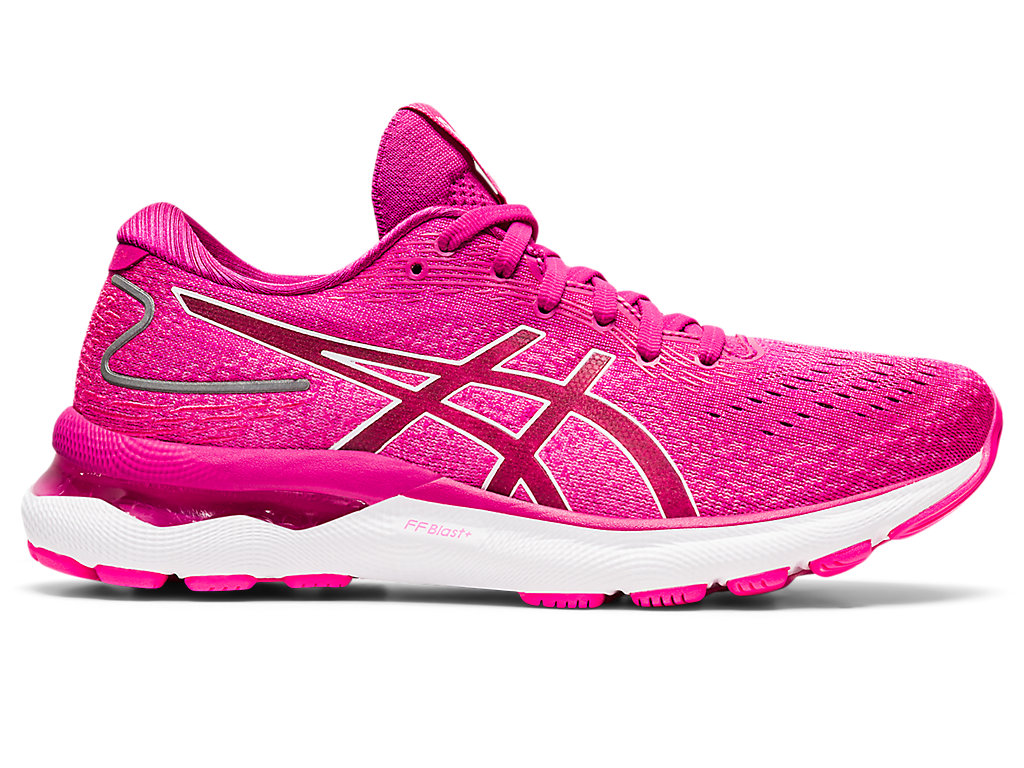 Women's Asics Gel-Nimbus 24, Fuchsia Red/White, 8 B Medium