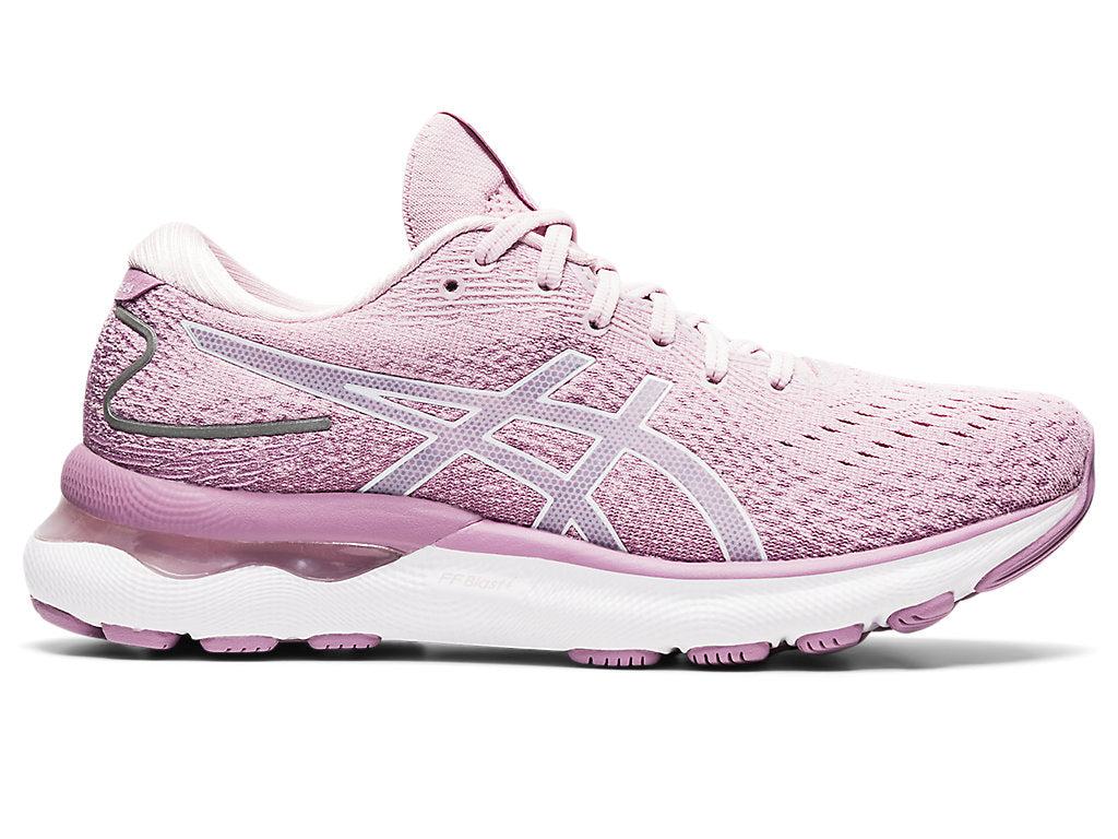 Women's Asics Gel-Nimbus 24, Barely Rose/White, 8 B Medium