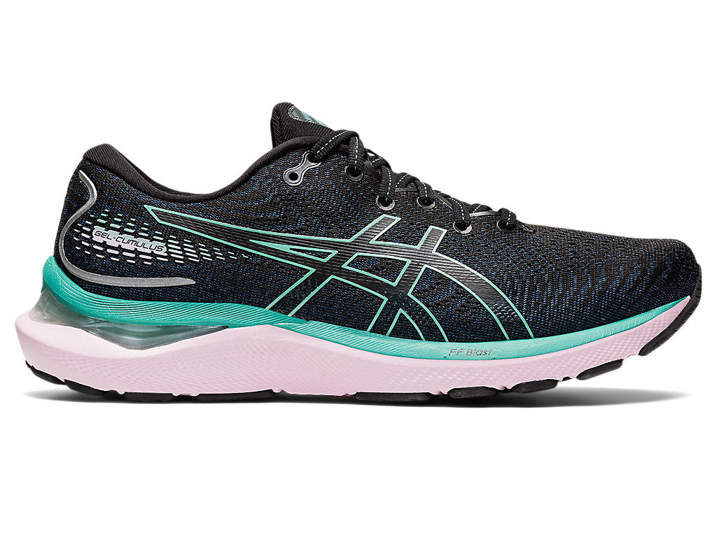 Women's Asics Gel-Cumulus 24, Black/Sage, 5 B Medium