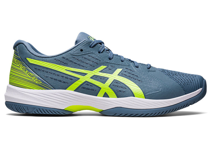 Men's Asics Solution Swift FlyteFoam, Steel Blue/Hazard Green, 10 D Medium