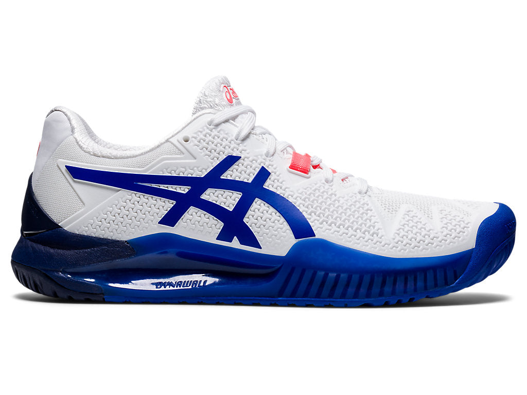 Women's Asics Gel-Resolution 8, White/Lapis Lazuli Blue, 6.5 B Medium
